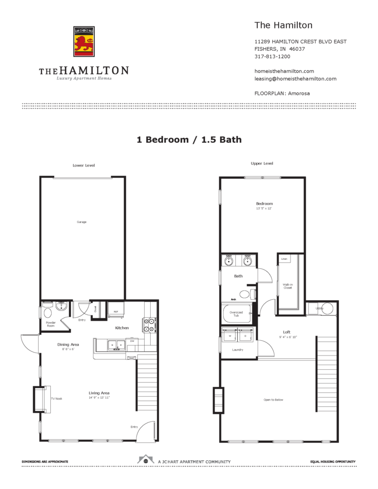 Amorosa 1 Bedroom Floor Plan The Hamilton Luxury Apartment