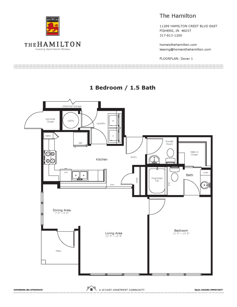 Dover 1 Bedroom Floor Plan The Hamilton Luxury Apartment